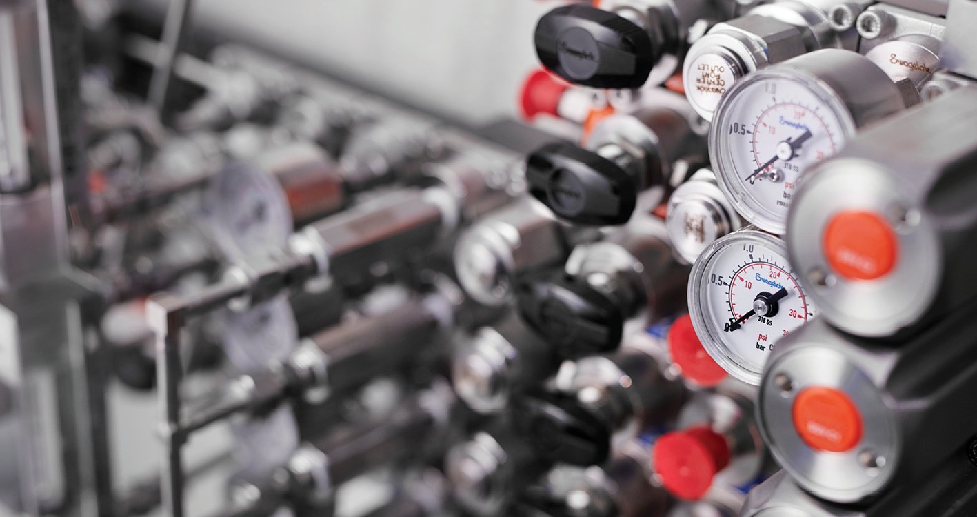 Close-up of an analytical instrumentation system