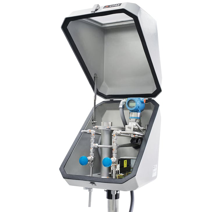 Custom solution in an opened enclosure with a white background